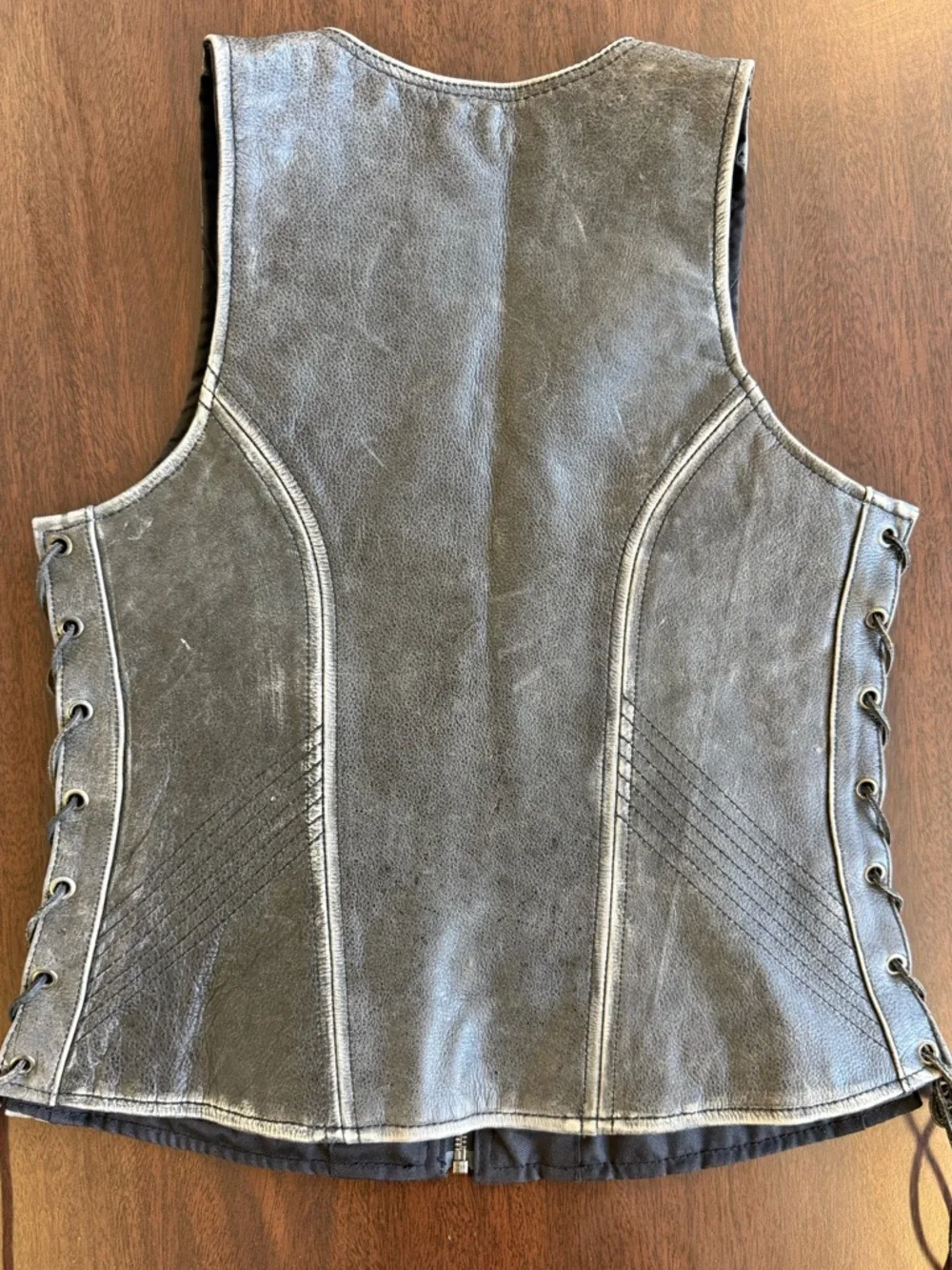 Milwaukee Leather Black Lace-Up Zipper Front Leather Vest/Top - Picture 2 of 9